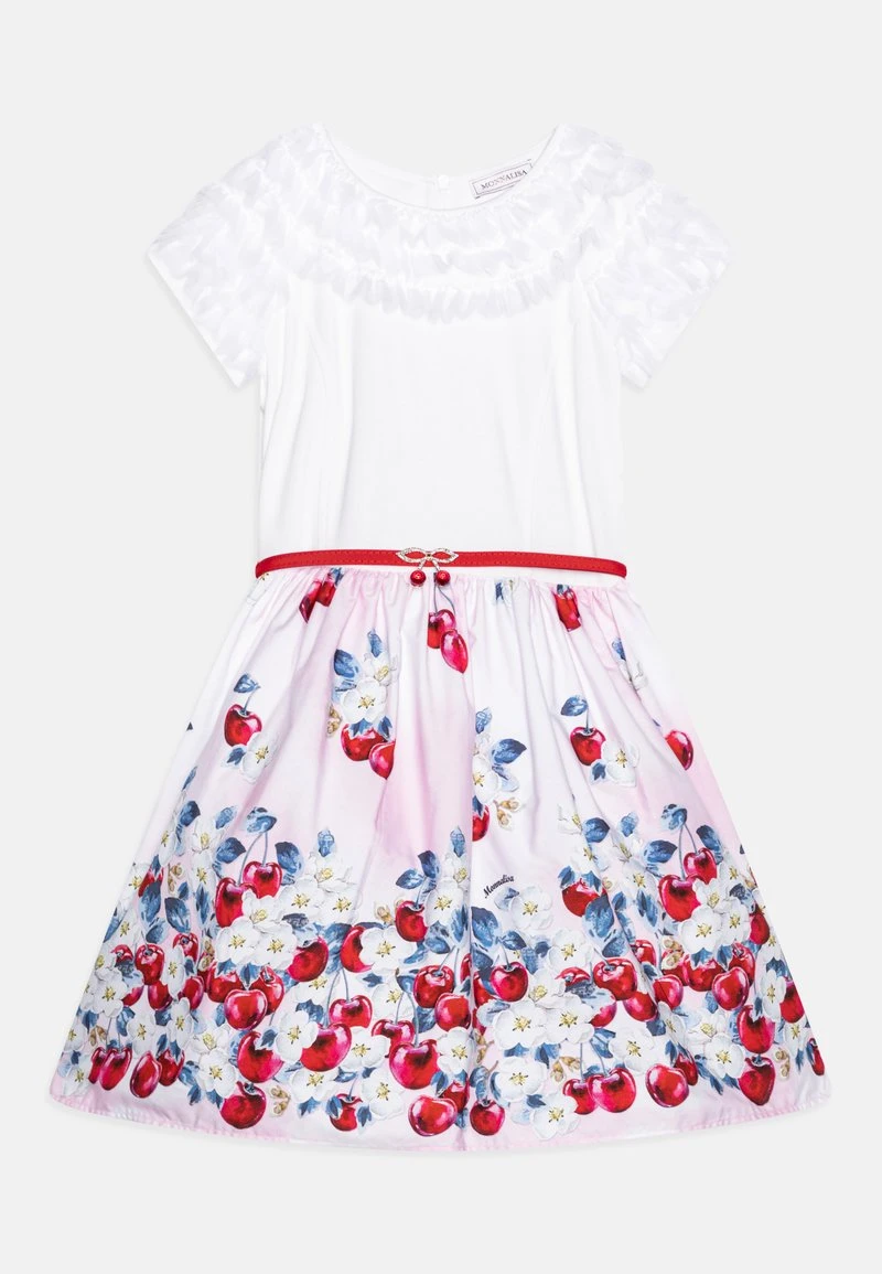 Monnalisa ABITO ST.CILIEGIE RUFFLE - Cocktailkleid/festliches Kleid - Bianco/nuvola Rosa 1 Monnalisa ABITO ST.CILIEGIE RUFFLE - Cocktailkleid/festliches Kleid - Bianco/nuvola Rosa