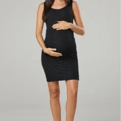 Happy Mama MATERNITY GLITTER PARTY - Cocktailkleid/festliches Kleid - Black