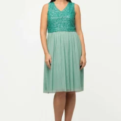 Ulla Popken MIDI À PAILLETTES SANS MANCHES COL EN V - Cocktailkleid/festliches Kleid - Gris Turquoise -Günstiges Fem Glanz Geschäft c2be78eb762b4729ad01f65652515146 1
