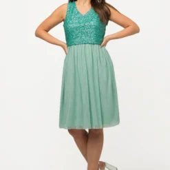 Ulla Popken MIDI À PAILLETTES SANS MANCHES COL EN V - Cocktailkleid/festliches Kleid - Gris Turquoise -Günstiges Fem Glanz Geschäft c3fcf80df02949a3aaebb5cd9eb663c6