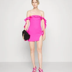 RUFFLE TOP& SIDE DETAIL ARCH LEG CUTOUT MINI DRESS - Cocktailkleid/festliches Kleid - Neon Pink -Günstiges Fem Glanz Geschäft ca3fceec94bf47eaa9fbe7c83b9018a5