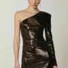 Patrizia Pepe ONE SHOULDER - Cocktailkleid/festliches Kleid - Brown Pixel