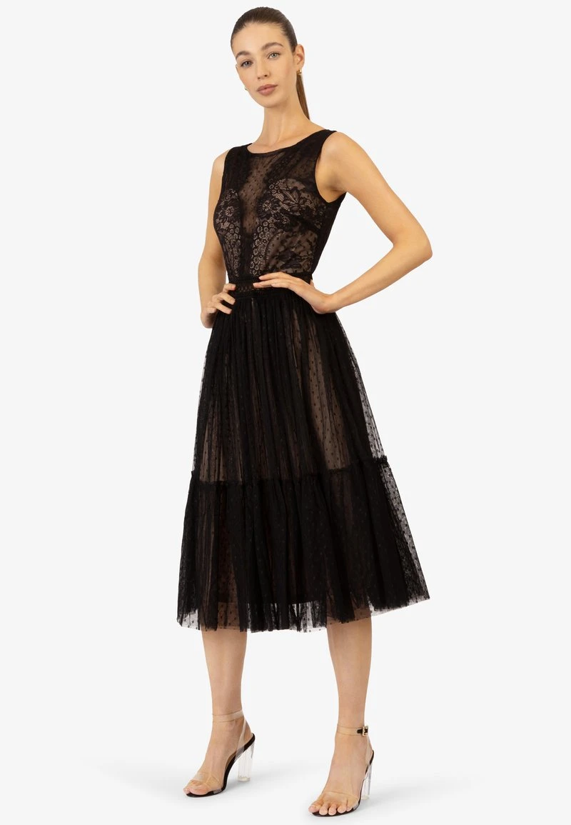 Cocktailkleid/festliches Kleid - Schwarz Beige 1 Cocktailkleid/festliches Kleid - Schwarz Beige