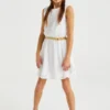 WE FASHION MET STRUCTUUR - Cocktailkleid/festliches Kleid - Weiß