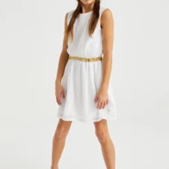 WE FASHION MET STRUCTUUR - Cocktailkleid/festliches Kleid - Weiß -Günstiges Fem Glanz Geschäft d7704ce74c054875b952ef9779d4e1da 4