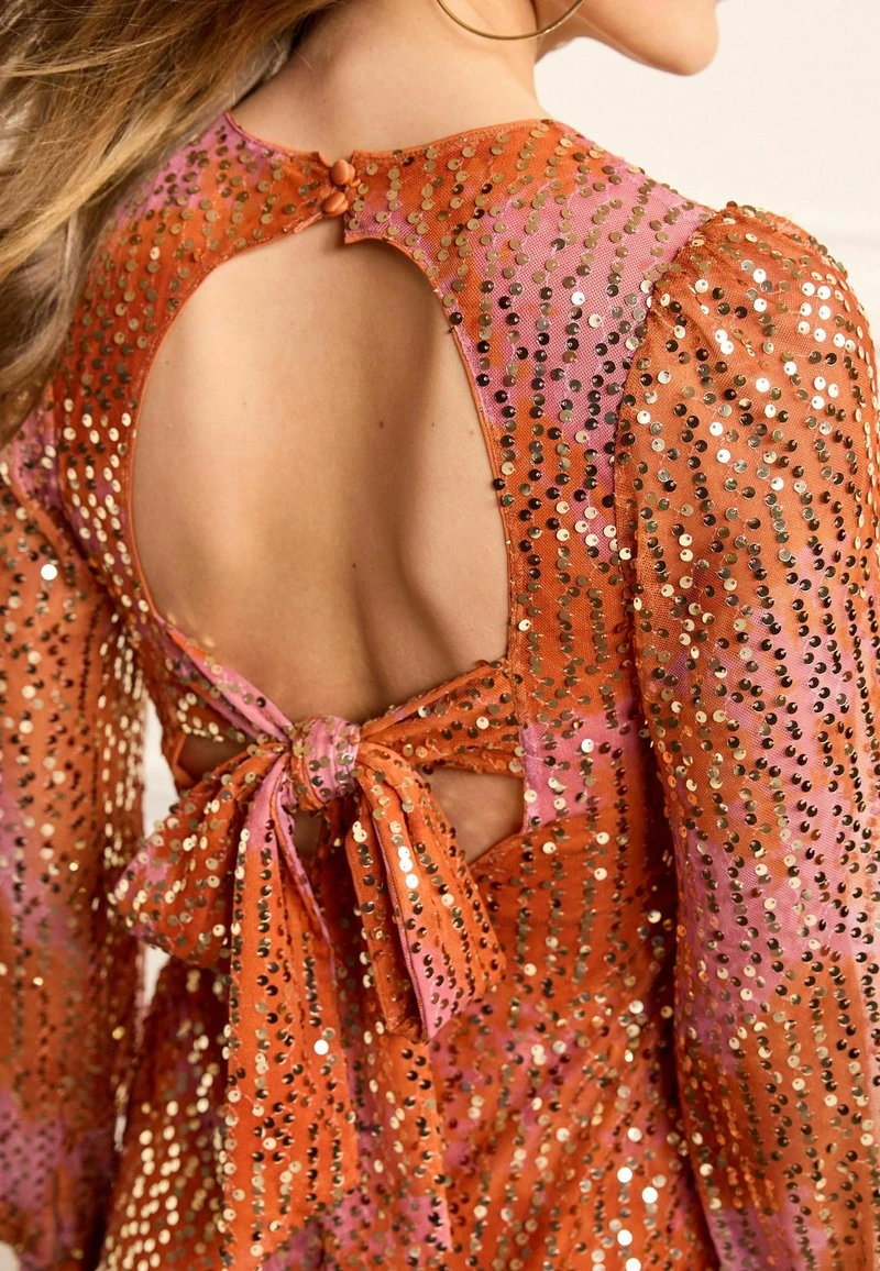 Next LONG SLEEVE SEQUIN - Cocktailkleid/festliches Kleid - Sunset Orange 3 Next LONG SLEEVE SEQUIN - Cocktailkleid/festliches Kleid - Sunset Orange – Bild 3