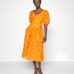 Erdem WAISTED PUFF SLEEVE V-NECK DRESS - Cocktailkleid/festliches Kleid - Clementine -Günstiges Fem Glanz Geschäft da3cbb1bf56d4c1d85b520409c8f6a77
