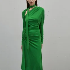 Victoria Beckham SLASH NECK RUCHED MIDI DRESS - Cocktailkleid/festliches Kleid - Dark Green -Günstiges Fem Glanz Geschäft da5c5c4a65b643aba5aee9d3d46b9d3e