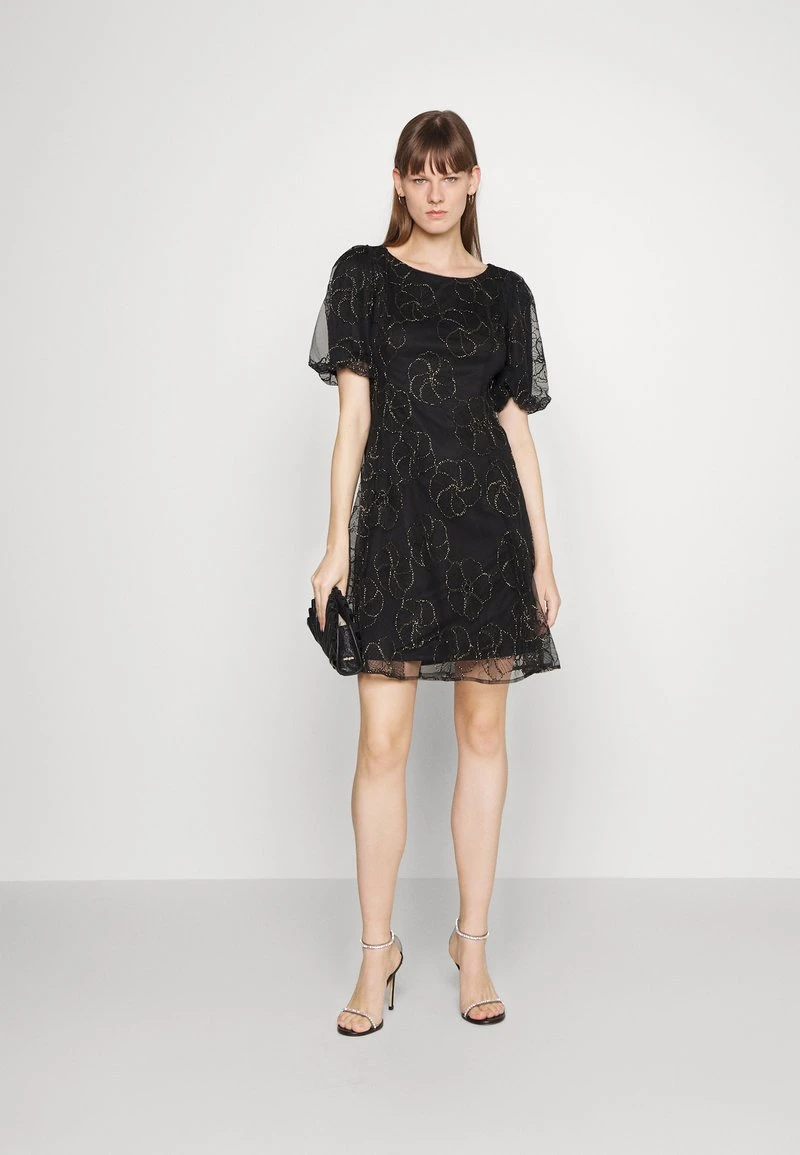 DKNY PUFF FIT FLARE - Cocktailkleid/festliches Kleid - Black/gold 2 DKNY PUFF FIT FLARE - Cocktailkleid/festliches Kleid - Black/gold – Bild 2