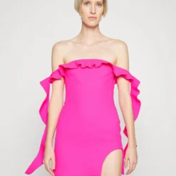 RUFFLE TOP& SIDE DETAIL ARCH LEG CUTOUT MINI DRESS - Cocktailkleid/festliches Kleid - Neon Pink -Günstiges Fem Glanz Geschäft e2f696577f2c4bae8b2305aea4565169