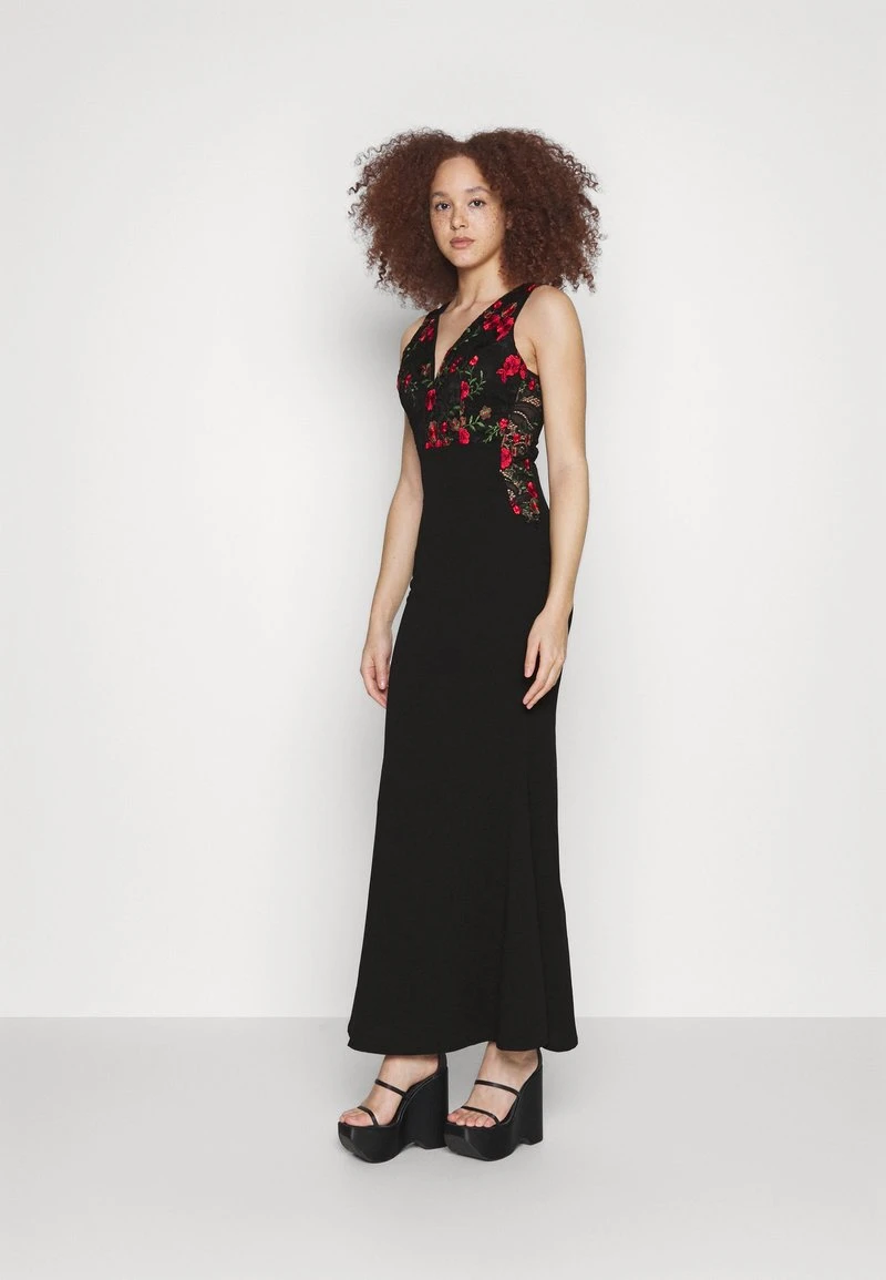 Wal G EMBROIDERED LACE MAXI - Cocktailkleid/festliches Kleid - Black/red 1 Wal G EMBROIDERED LACE MAXI - Cocktailkleid/festliches Kleid - Black/red
