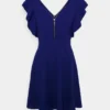 Wal G DANYA RUFFLE SLEEVE ZIP SKATER DRESS - Cocktailkleid/festliches Kleid - Electric Blue
