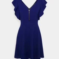 Wal G DANYA RUFFLE SLEEVE ZIP SKATER DRESS - Cocktailkleid/festliches Kleid - Electric Blue