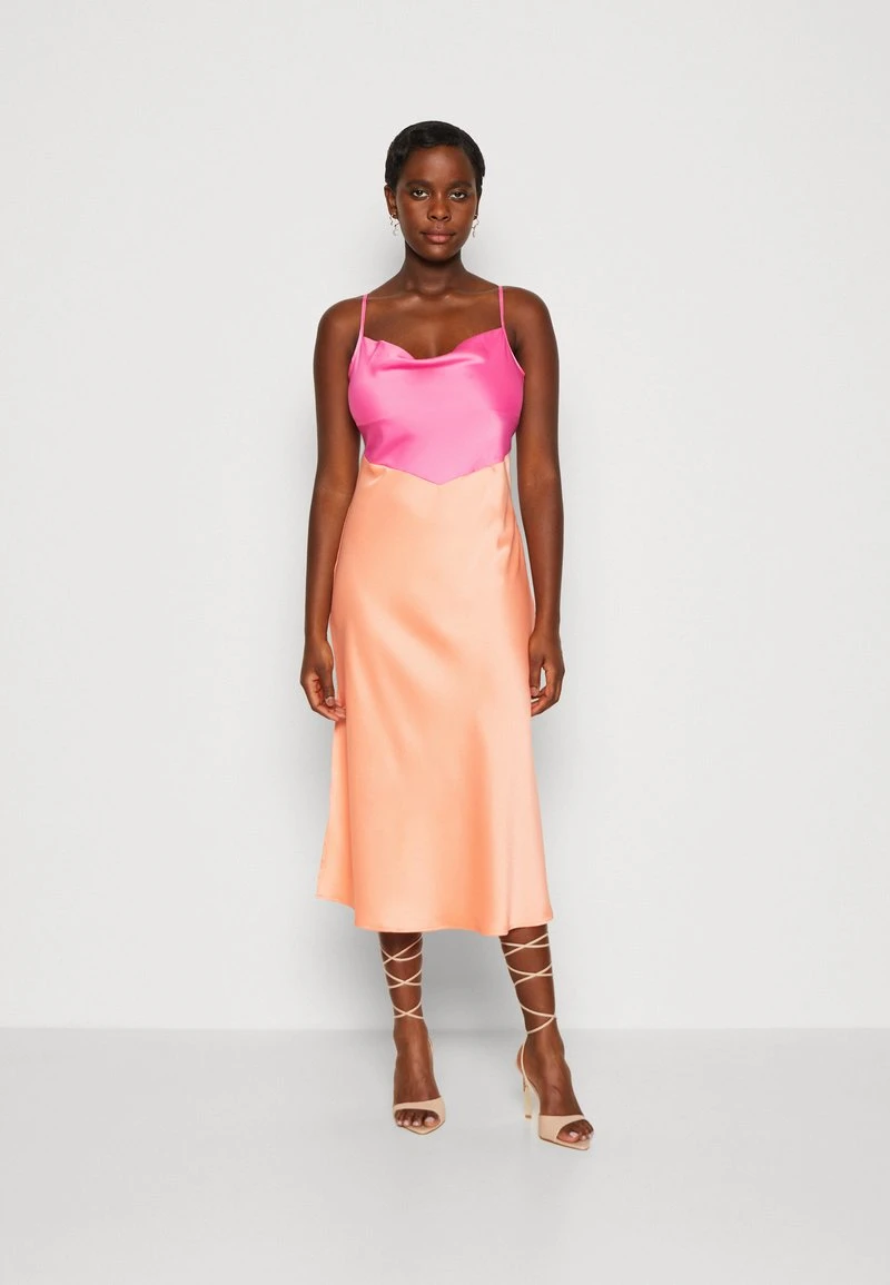 YASDOTTEABLOCK MIDI DRESS - Cocktailkleid/festliches Kleid - Fresh Salmon/carmine Rose 1 YASDOTTEABLOCK MIDI DRESS - Cocktailkleid/festliches Kleid - Fresh Salmon/carmine Rose