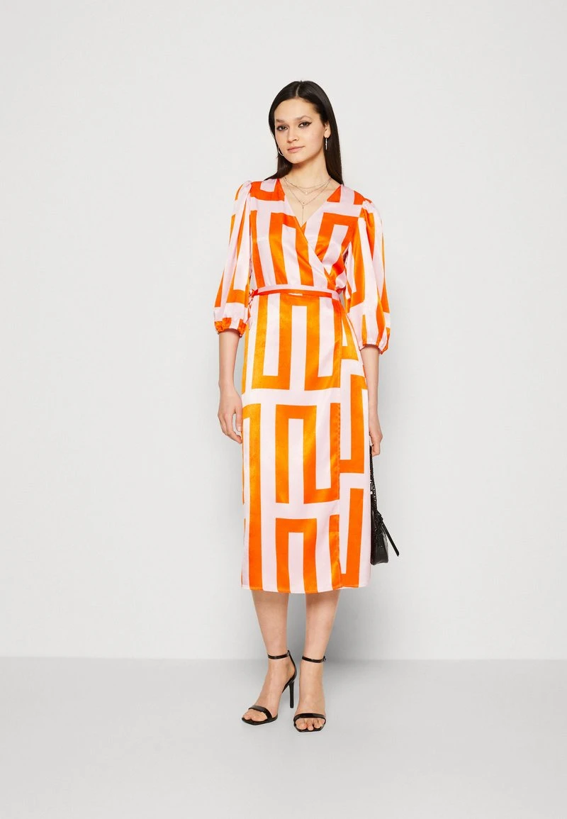 Vila VILINE MIDI WRAP DRESS - Cocktailkleid/festliches Kleid - Orange/misty Rose 2 Vila VILINE MIDI WRAP DRESS - Cocktailkleid/festliches Kleid - Orange/misty Rose – Bild 2