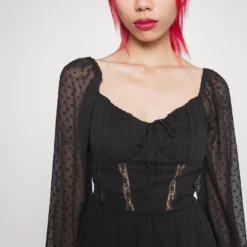 Hollister Co. PRETTY CORSET DRESS - Cocktailkleid/festliches Kleid - Black Lace -Günstiges Fem Glanz Geschäft f9d420a9a9d84af2b5eab58c49f00c1c