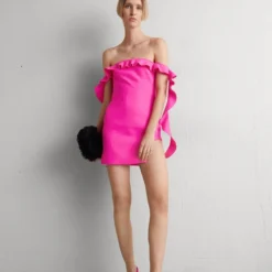 RUFFLE TOP& SIDE DETAIL ARCH LEG CUTOUT MINI DRESS - Cocktailkleid/festliches Kleid - Neon Pink -Günstiges Fem Glanz Geschäft fb6a124c61cf45a3b1054eb02eebda09